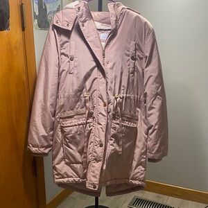 Women's Pink Winter Jacket With Removable Hood